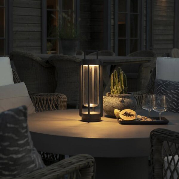 Konstsmide Felinar decorativ LED Otranto, reglabil, USB, reglabil, Negru, Metal, Modern