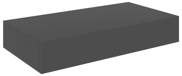 Raft de perete suspendat cu sertar, negru, 48 x 25 x 8 cm