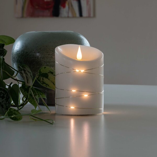Konstsmide Christmas Lumânare de ceară cu LED alb Culoarea luminii cald 14 cm, Alb