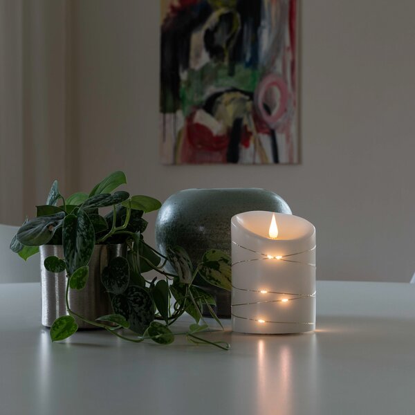 Konstsmide Christmas Lumânare de ceară cu LED alb Culoarea luminii cald 14 cm, Alb