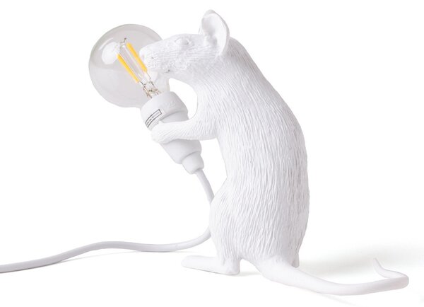 Lampă de masă SELETTI, Mouse Lamp Valentine, Alb, Camera de zi, Plastic, Design