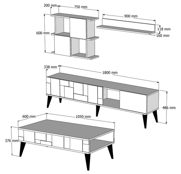 Mobilier living Madre (Nuc + Negru). 1088611