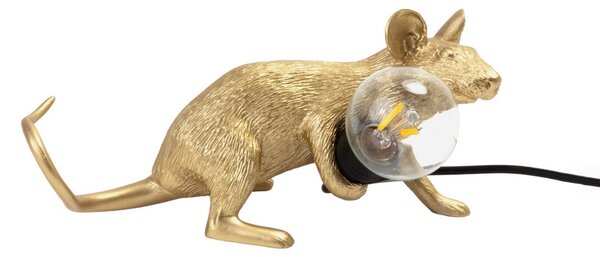 Lampă de masă SELETTI, Mouse Lamp Valentine, Auriu / Alamă, Camera de zi, Plastic, Design