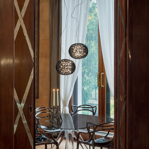 Kartell Planet - lampă pendul LED, gri fumuriu, Gri, Camera de zi / sufragerie, Plastic, Design