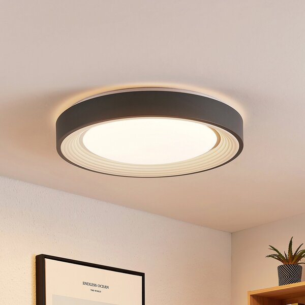 Plafoniere Lindby, Lindum, reglabil, Negru, Camera de zi, Metal, Modern