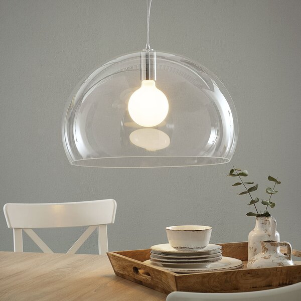Kartell FL/Y lampă suspendată LED, transparent, reglabil, Transparent, Camera de zi / sufragerie, Plastic, Design
