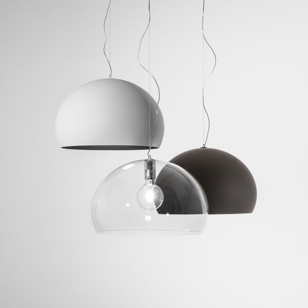 Kartell FL/Y - lampă suspendată LED, alb mat, reglabil, Alb, Camera de zi / sufragerie, Plastic, Design