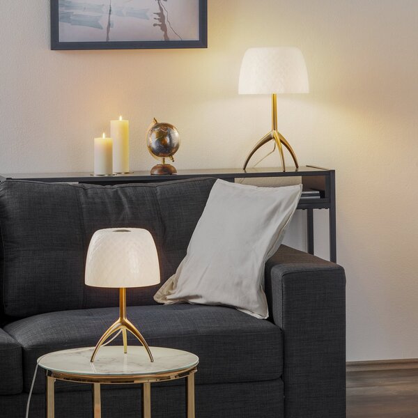 Lampă de masă Foscarini, Lumiere, reglabil, Alb, Camera de zi, Sticlă, Design