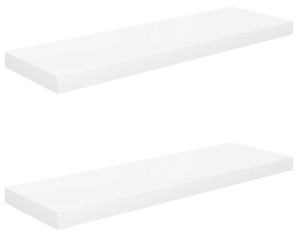 Rafturi de perete, 2 buc., alb extralucios, 80x23,5x3,8 cm, MDF