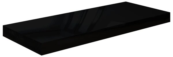 Raft de perete suspendat negru extralucios, 60x23,5x3,8 cm, MDF