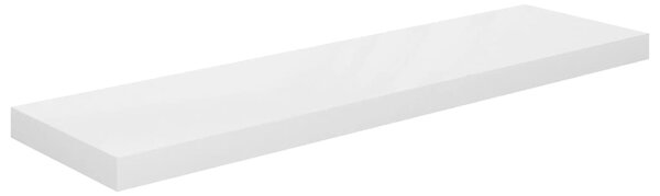 Raft de perete suspendat, alb extralucios, 90x23,5x3,8 cm, MDF