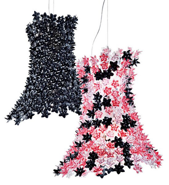 Kartell Bloom lampă susp. G9 lungă, roz/negru, Camera de zi / sufragerie, Plastic, Design