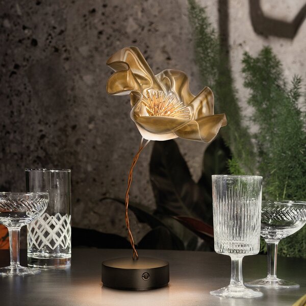 Lampă de masă Slamp, LaFleur, reglabil, Auriu / Alamă, Camera de zi, Plastic, Design