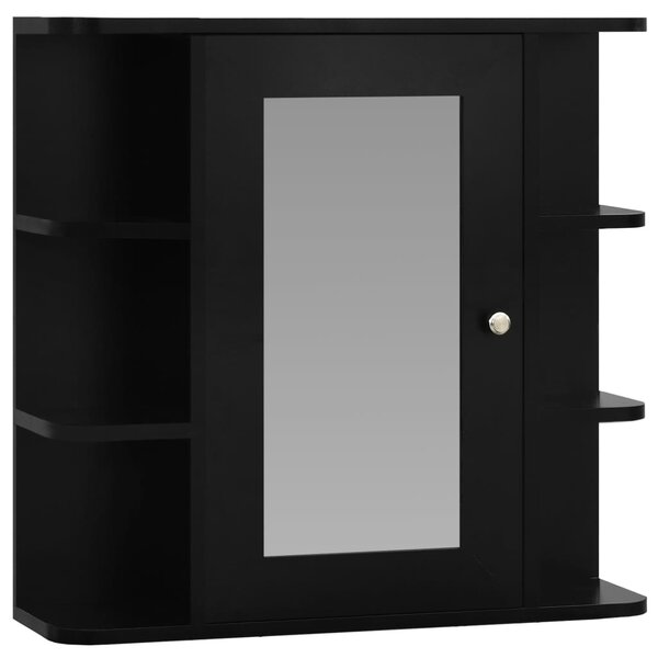 Dulap de baie cu oglindă, negru, 66x17x63 cm, MDF