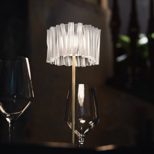 Lampă de masă Slamp, Accordéon Battery, reglabil, Transparent, Camera de zi, Metal, Design