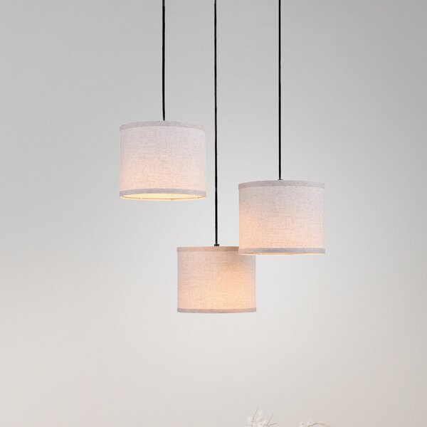 JUST LIGHT. GmbH Lampă suspendată din scoarță, cu trei lumini, rondel, reglabil, Bej, Camera de zi / sufragerie, Lemn