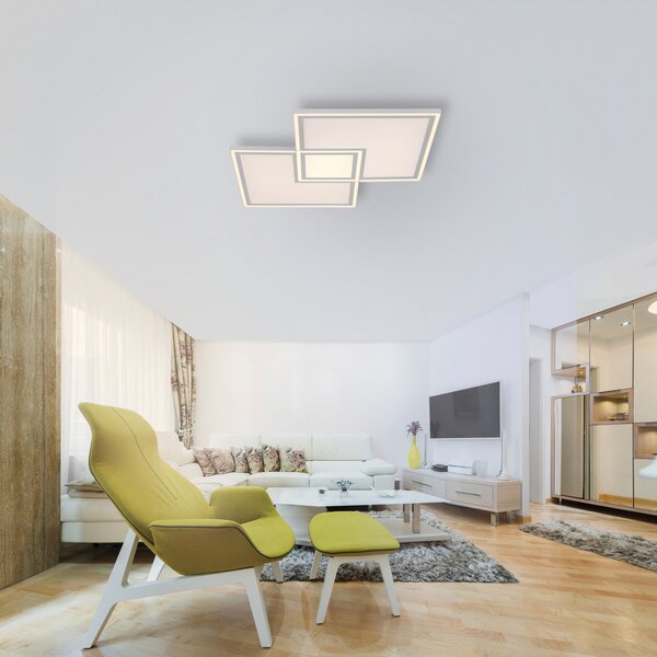 JUST LIGHT. GmbH Plafonieră cu LED Margine CCT, 67,5 x cm, reglabil, Alb, Camera de zi / sufragerie, Metal, Modern