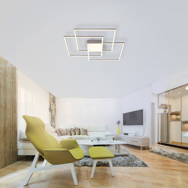 JUST LIGHT. GmbH Plafonieră LED Asmin, CCT, oțel, 75x75cm, reglabil, Metalic, Camera de zi / sufragerie, Metal