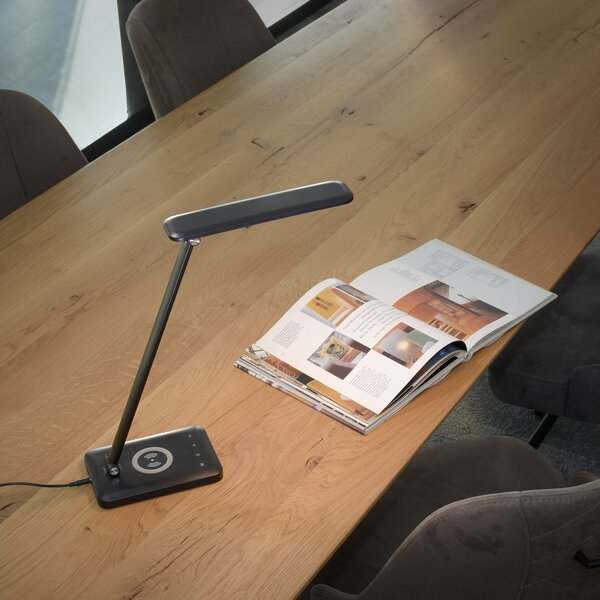 JUST LIGHT. GmbH Lampă de birou LED Florentina, negru, reglabil, Negru, Studiu / Birou, Plastic