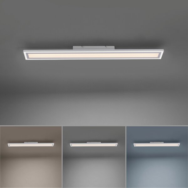 JUST LIGHT. GmbH Plafonieră cu LED Marginea CCT, 100 x 12cm, reglabil, Alb, Camera de zi / sufragerie, Metal, Modern