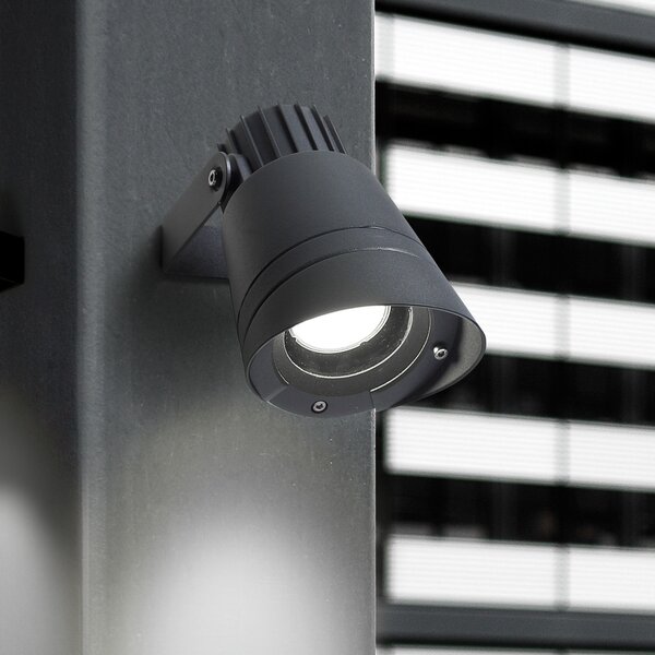 LEDS-C4 Spot de exterior Hubble, gri, GU10, aluminiu, reglabil, Gri, Metal, Modern