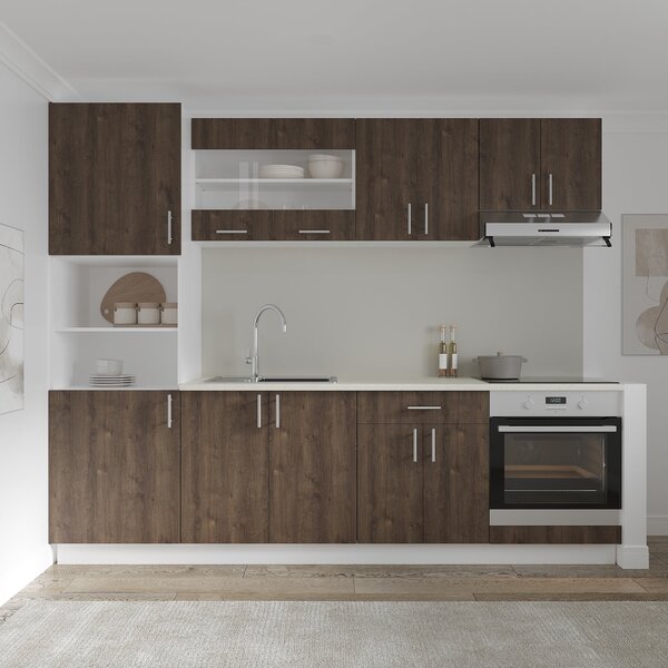 Set haaus V20, Stejar Bronz/Alb, Blat Thermo 28 mm, L 260 cm