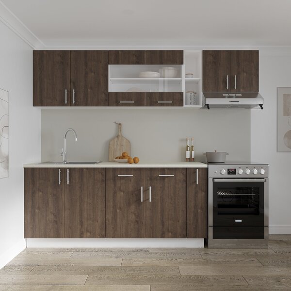 Corp haaus Karo, 2 Sertare, 2 Usi, Stejar Bronz/Alb, 80 x 50 x 80 cm