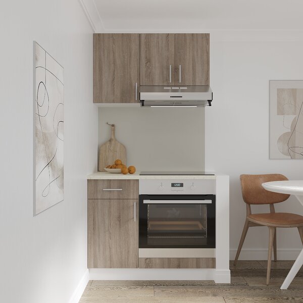 Set haaus V1, Stejar Sonoma Inchis/Alb, Blat Thermo 28 mm, L 100 cm