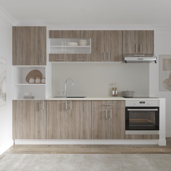 Corp haaus Karo, 1 Sertar, 2 Usi, Stejar Sonoma Inchis/Alb, 60 x 50 x 80 cm