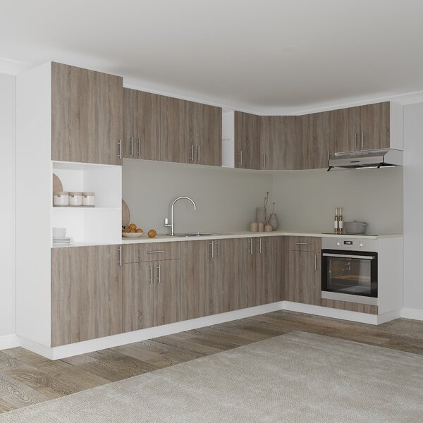 Set haaus V35, Stejar Sonoma Inchis/Alb, Blat Thermo 28 mm, L 320 x 160 cm