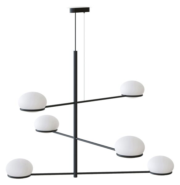 LEDS-C4 Coco Chandelier lampă susp., negru/alb, reglabil, Negru, Camera de zi / sufragerie, Metal, Modern