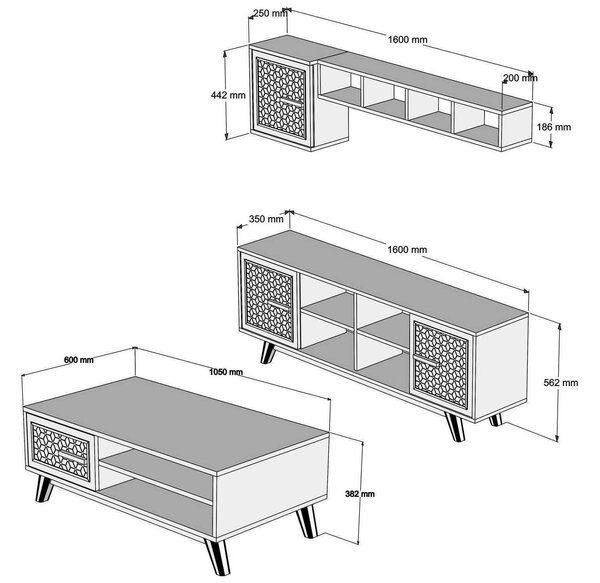 Set mobilier living Aysha (nuc + albastru). 1089282