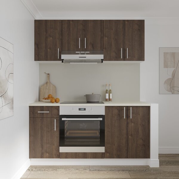Set haaus V6, Stejar Bronz/Alb, Blat Thermo 28 mm, L 160 cm