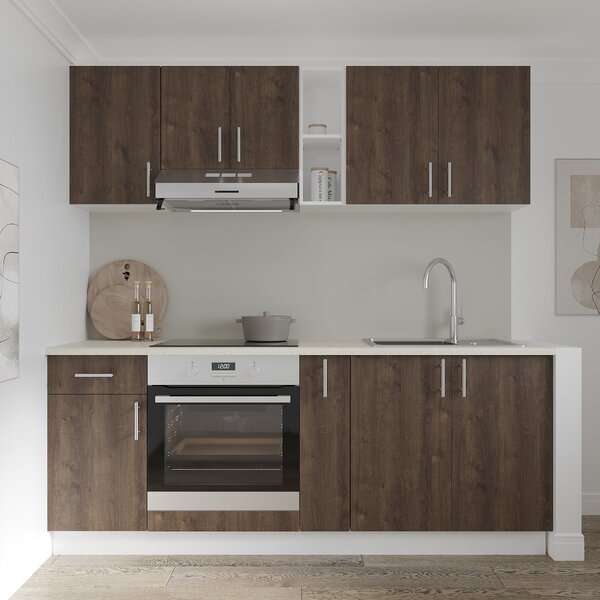 Set haaus V11, Stejar Bronz/Alb, Blat Thermo 28 mm, L 200 cm