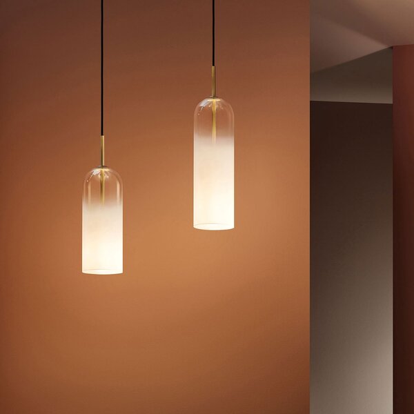 LEDS-C4 Glam lampă susp., sticlă alb, h=31cm, reglabil, Alb, Camera de zi / sufragerie, Sticlă, Modern