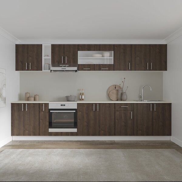 Set haaus V32, Stejar Bronz/Alb, Blat Thermo 28 mm, L 340 cm