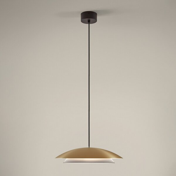 LEDS-C4 Noway Big dimabilă, descentr., auriu mat, reglabil, Auriu / Alamă, Camera de zi / sufragerie, Metal, Modern