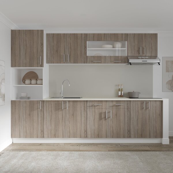 Set haaus V23, Stejar Sonoma Inchis/Alb, Blat Thermo 28 mm, L 280 cm