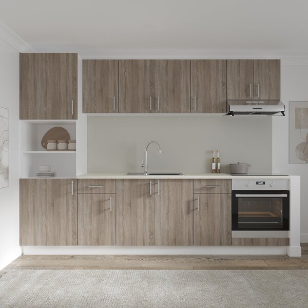 Set haaus V24, Stejar Sonoma Inchis/Alb, Blat Thermo 28 mm, L 280 cm