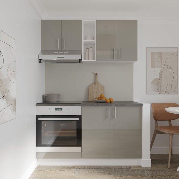 Set haaus V4, Gri Lucios/Alb, MDF, Blat Thermo 28 mm, L 140 cm