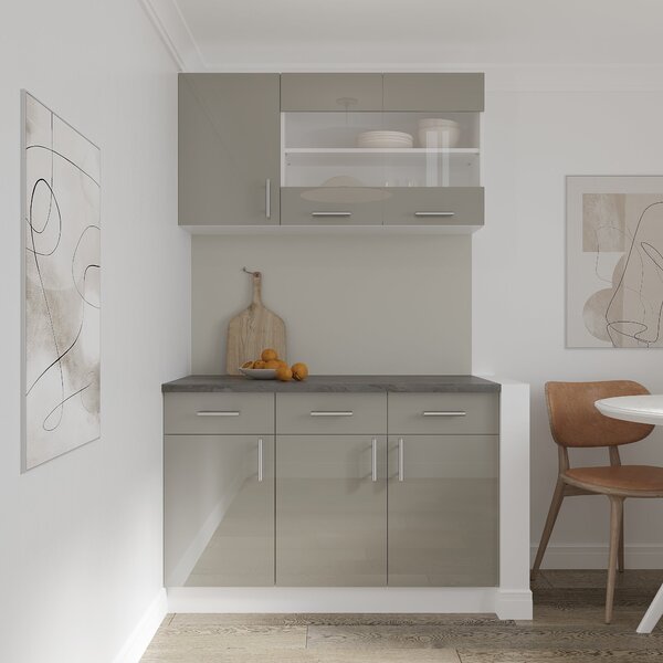 Set haaus V3, Gri Lucios/Alb, MDF, Blat Thermo 28 mm, L 120 cm