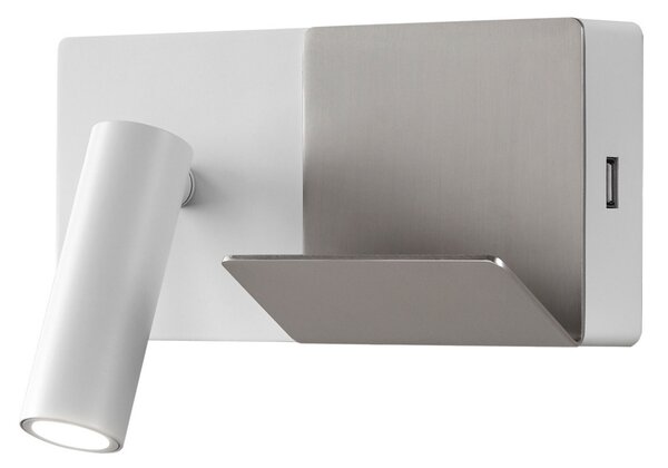 LEDS-C4 E-Lamp Mini aplică de perete LED alb/gri, Alb, dormitor, Metal, Modern, Perete unghiular