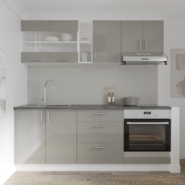 Corp haaus Karo, 1 Usa, Gri Lucios/Alb, MDF, 40 x 30 x 60 cm