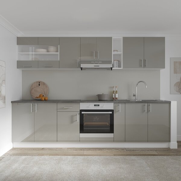 Corp haaus Karo, 2 Usi, Gri Lucios/Alb, MDF, 80 x 50 x 80 cm