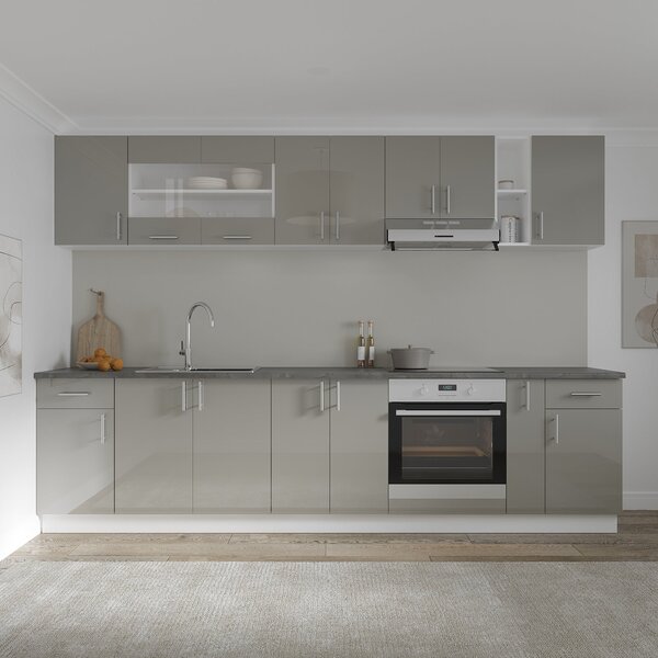 Corp haaus Karo, 2 Usi, Gri Lucios/Alb, MDF, 60 x 50 x 80 cm