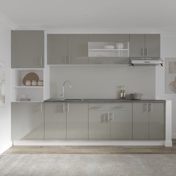 Set haaus V23, Gri Lucios/Alb, MDF, Blat Thermo 28 mm, L 280 cm