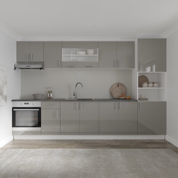 Corp haaus Karo, 2 Usi, Gri Lucios/Alb, MDF, 80 x 50 x 80 cm