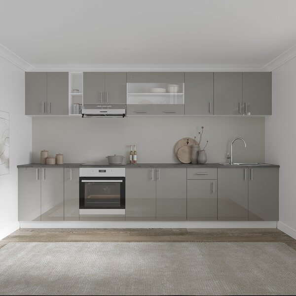 Corp haaus Karo, 2 Usi, Gri Lucios/Alb, MDF, 60 x 50 x 80 cm