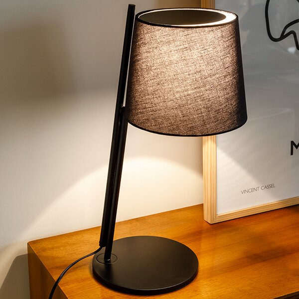 LEDS-C4 Clip lampă de masă h=49cm, abajur negru, Negru, Camera de zi / sufragerie, Metal, Design