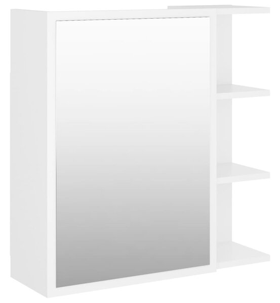 Dulap de baie cu oglindă, alb, 62,5x20,5x64 cm, lemn prelucrat